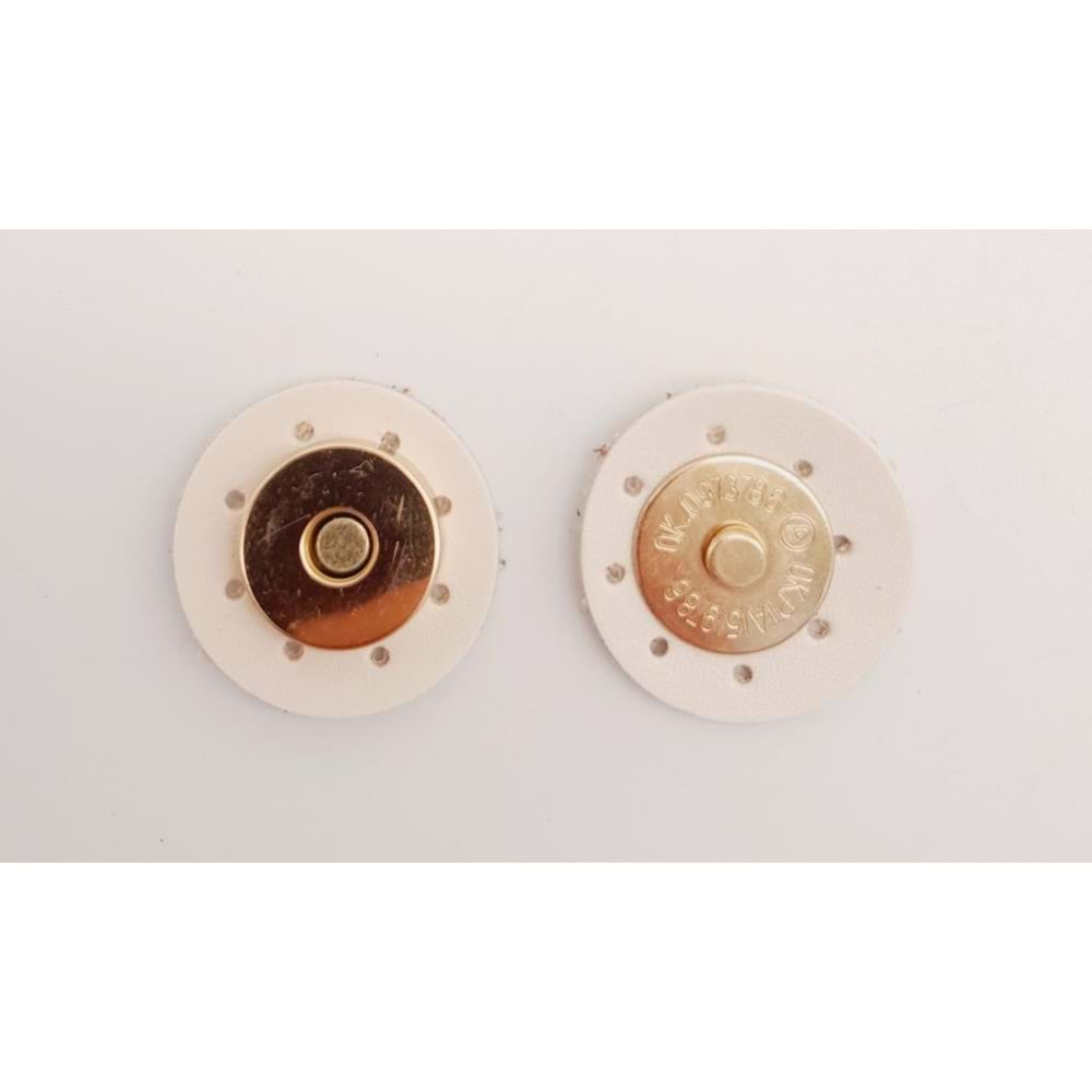 Çanta Aksesuar Krem Suni Derili Mıknatıslı Çıtçıt Light Gold Metalli