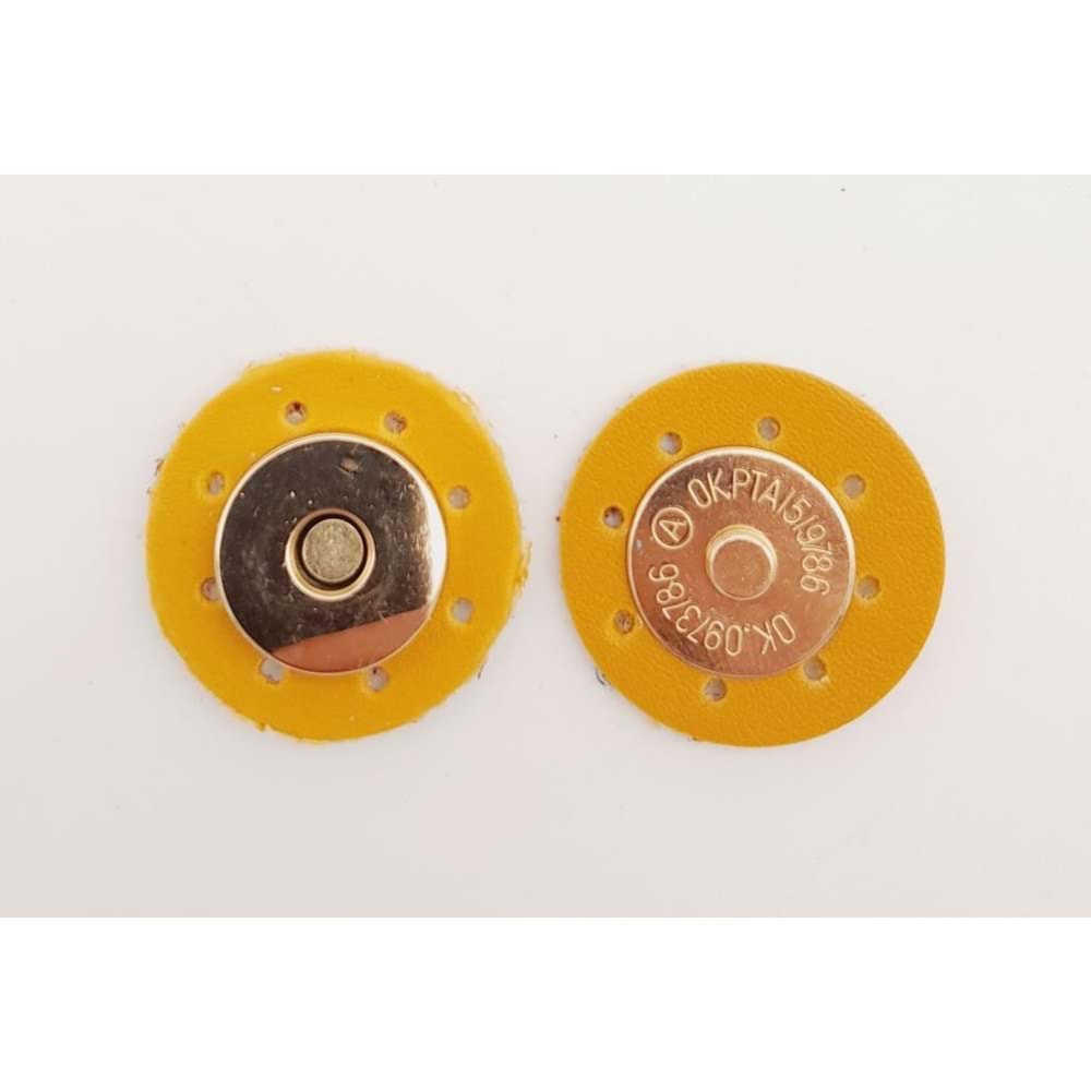 Çanta Aksesuar Hardal Sarı Suni Derili Mıknatıslı Çıtçıt Light Gold Metalli