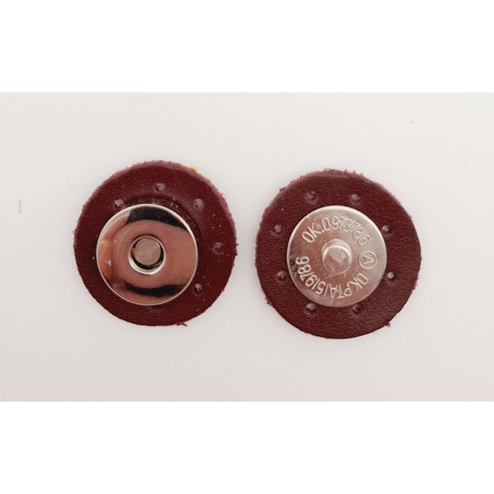 Çanta Aksesuar Bordo Suni Derili Mıknatıslı Çıtçıt Gümüş Metalli