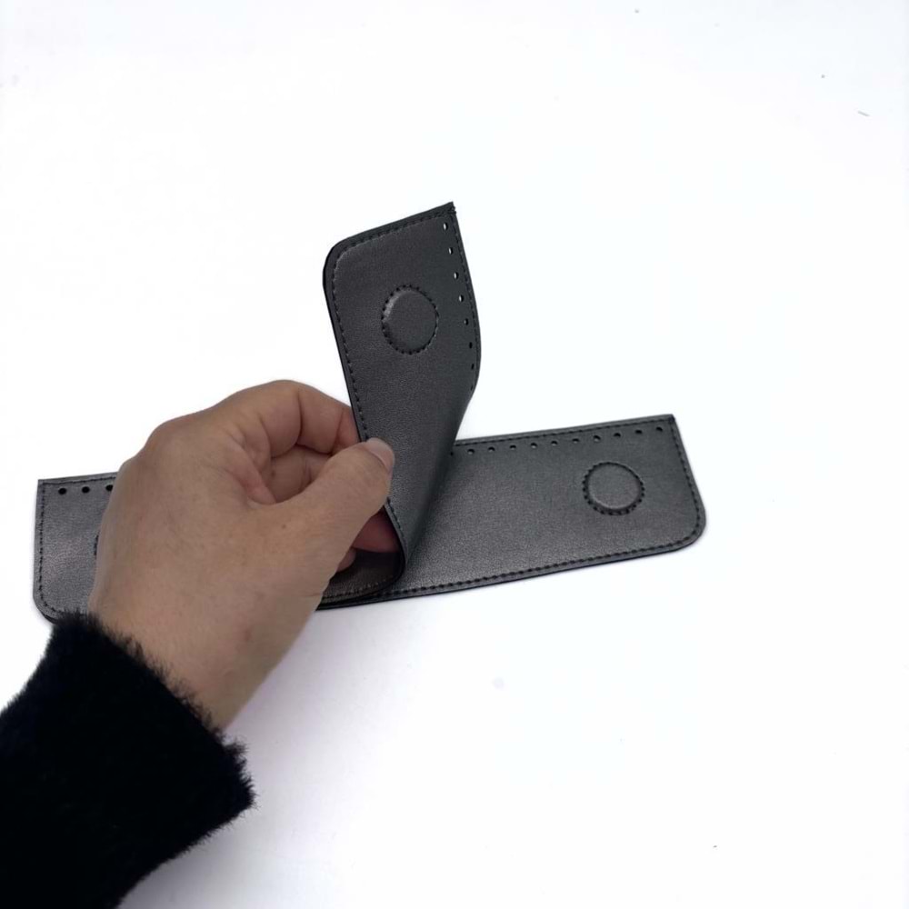 Çanta Aksesuar Gri Suni Derili Çift Gizli Mıknatıs
