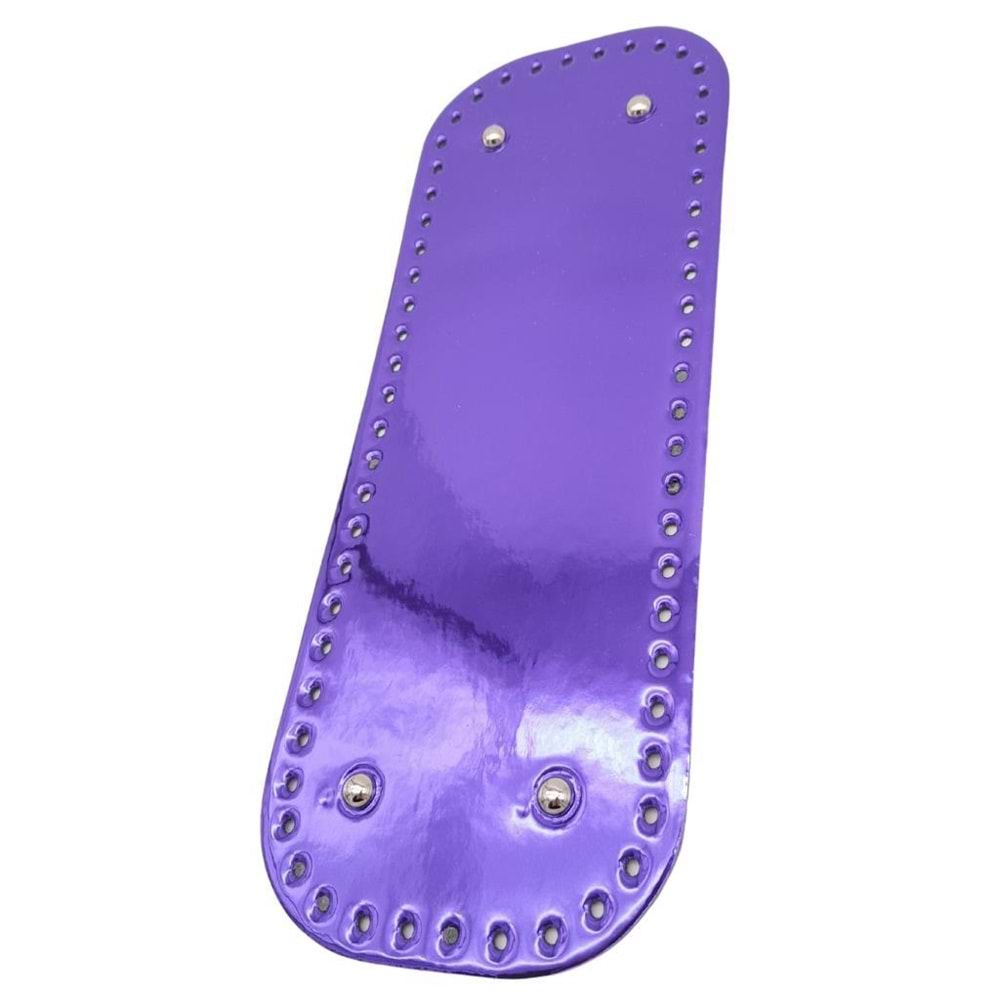 Çanta Aksesuar Parlak Rugan Deri 32x12 cm Dikdörtgen Çanta Tabanı Mor Renk Gümüş Metalli