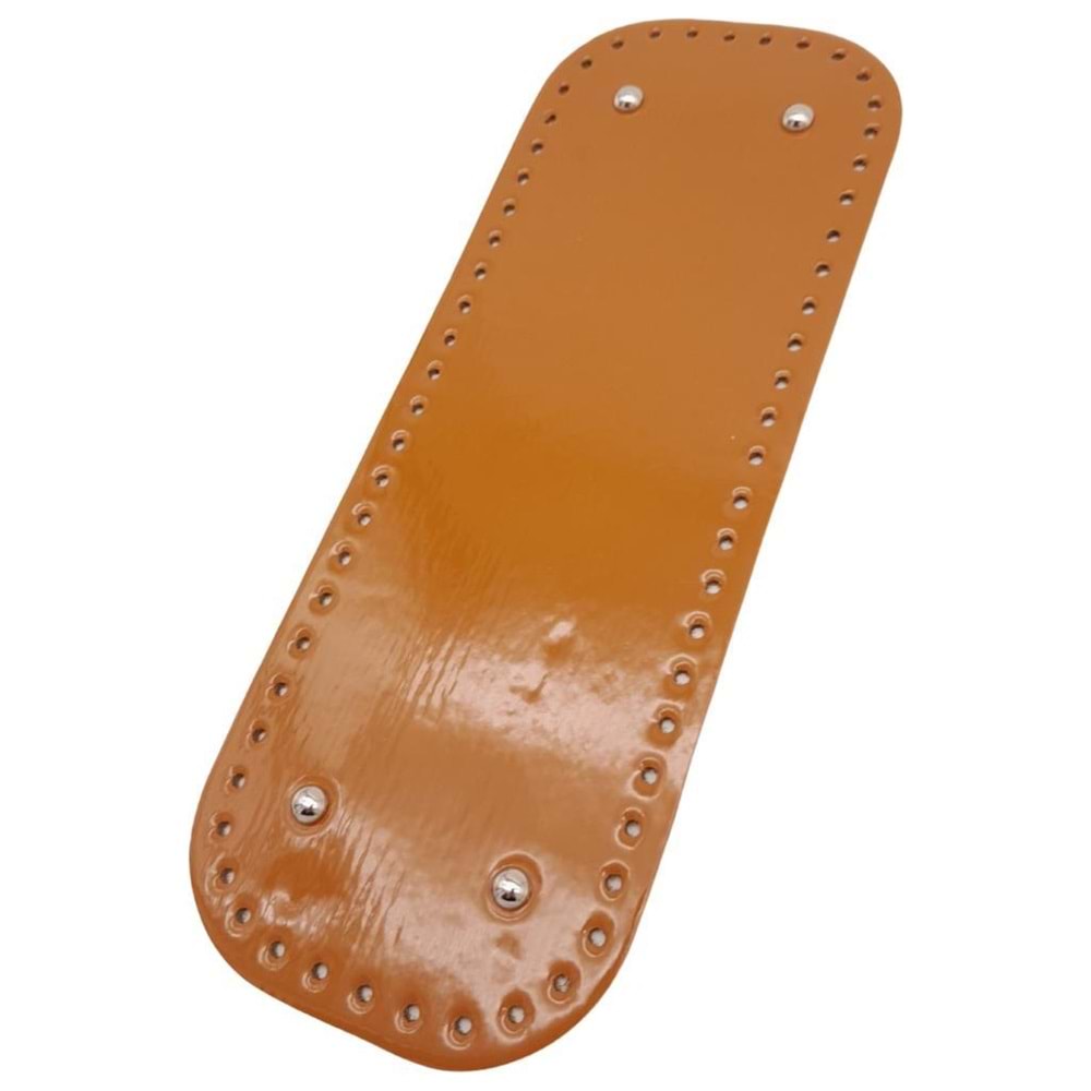 Çanta Aksesuar Parlak Rugan Deri 32x12 cm Dikdörtgen Çanta Tabanı Açık Taba Renk Gümüş Metalli