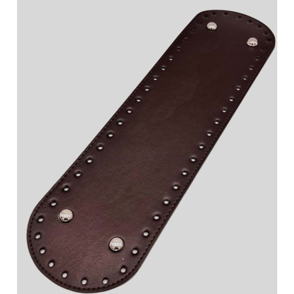 Çanta Aksesuar Suni Deri 37x10 cm Oval Çanta Tabanı Koyu Kahve Renk Gümüş Aparatlı
