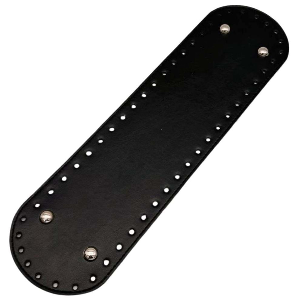 Çanta Aksesuar Suni Deri 37x10 cm Oval Çanta Taban Siyah Renk Gümüş Aparatlı