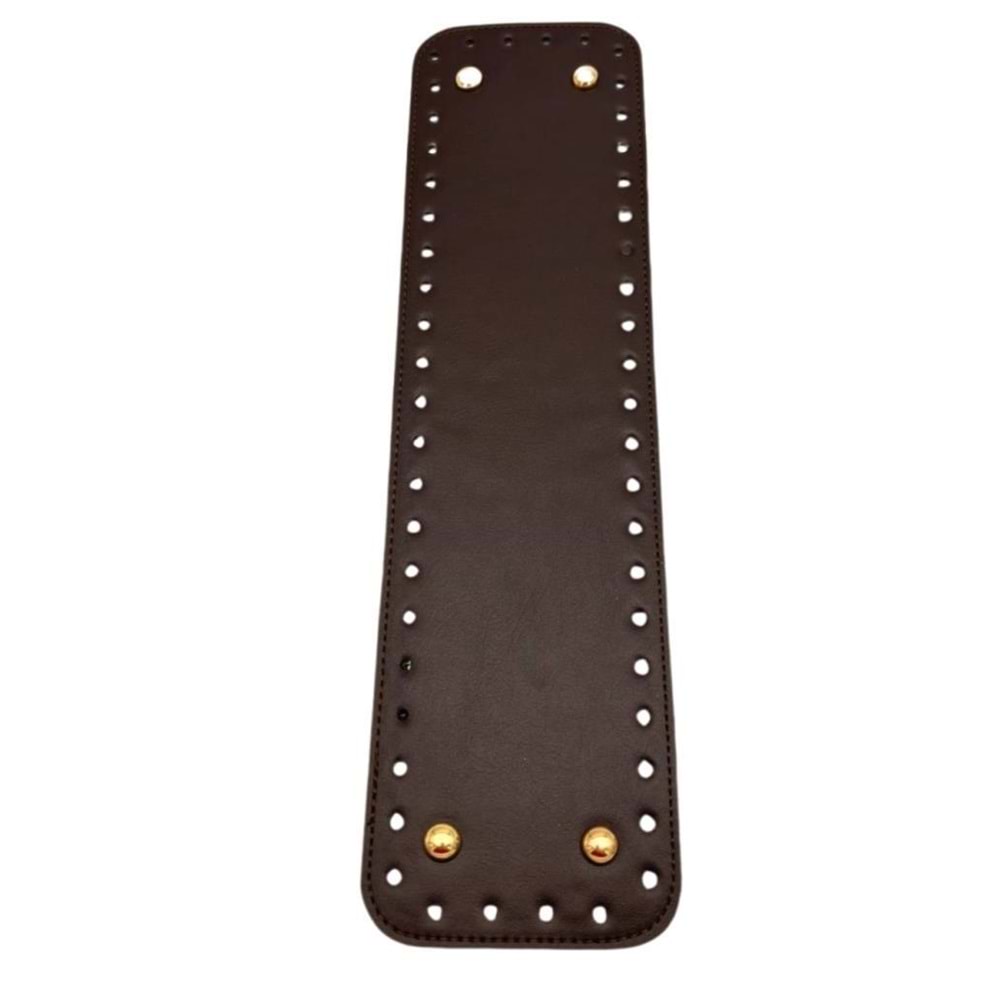 Çanta Aksesuar Suni Deri 37x10 cm Dikdörtgen Çanta Taban Koyu Kahve Renk Light Gold Aparatlı