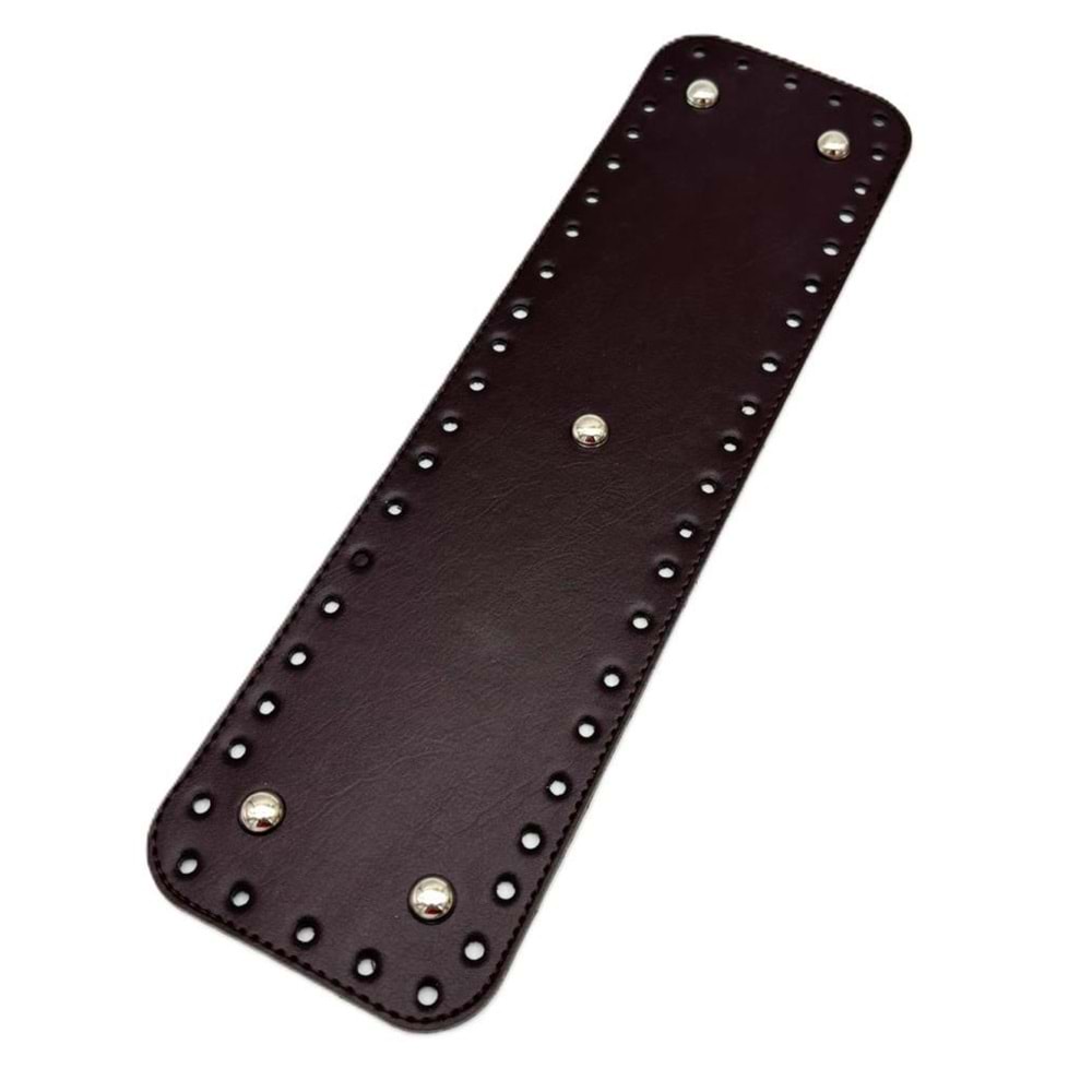 Çanta Aksesuar Suni Deri Koyu Kahve Renk 35X10 cm Dikdörtgen Çanta Tabanı (Gümüş Aparatlı)
