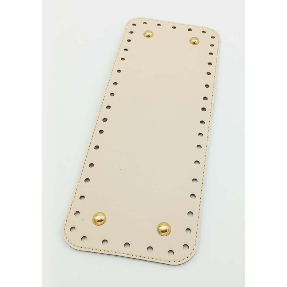 Çanta Aksesuar Suni Deri Krem Renk 30X12 cm Dikdörtgen Çanta Tabanı (Light Gold Aparatlı)