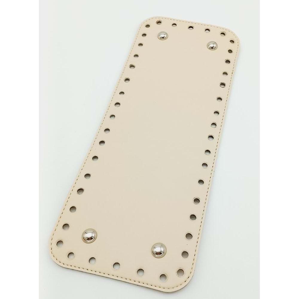 Çanta Aksesuar Suni Deri Krem Renk 30X12 cm Dikdörtgen Çanta Tabanı (Gümüş Aparatlı)