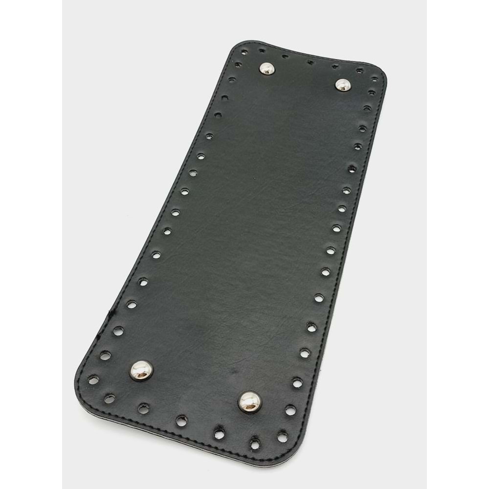 Çanta Aksesuar Suni Deri Siyah Renk 30X12 cm Dikdörtgen Çanta Tabanı (Gümüş Aparatlı)