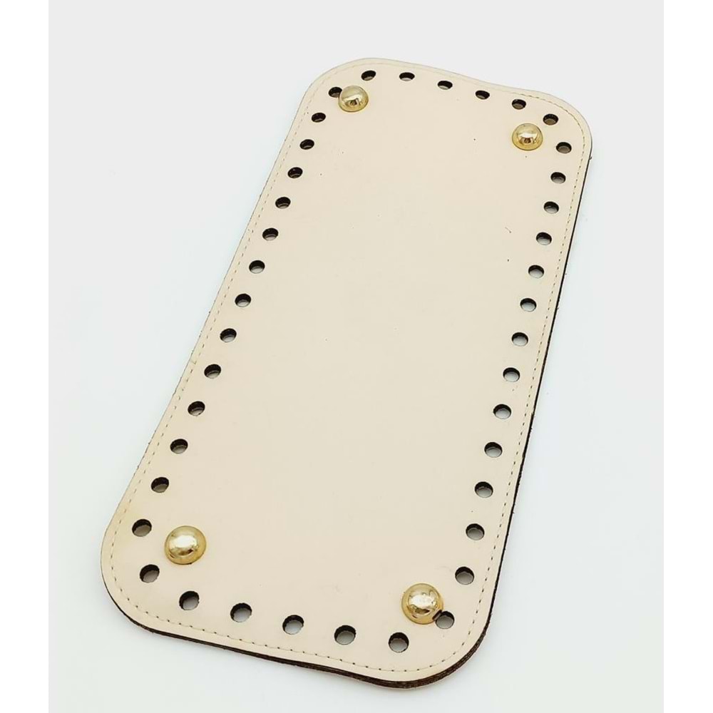 Çanta Aksesuar Suni Deri Krem Renk 25X12 cm Dikdörtgen Çanta Tabanı (Light Gold Aparatlı)