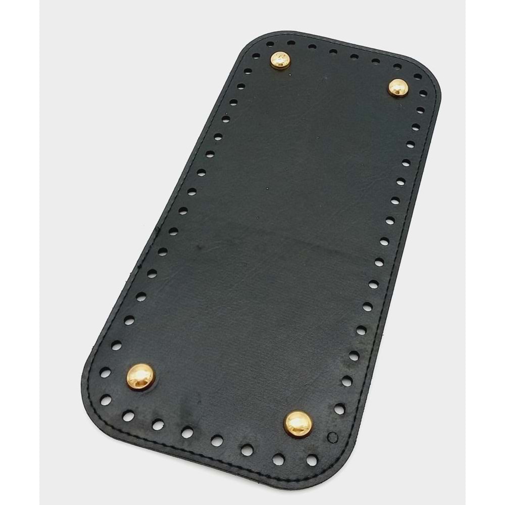 Çanta Aksesuar Suni Deri Siyah Renk 25X12 cm Dikdörtgen Çanta Tabanı (Light Gold Aparatlı)