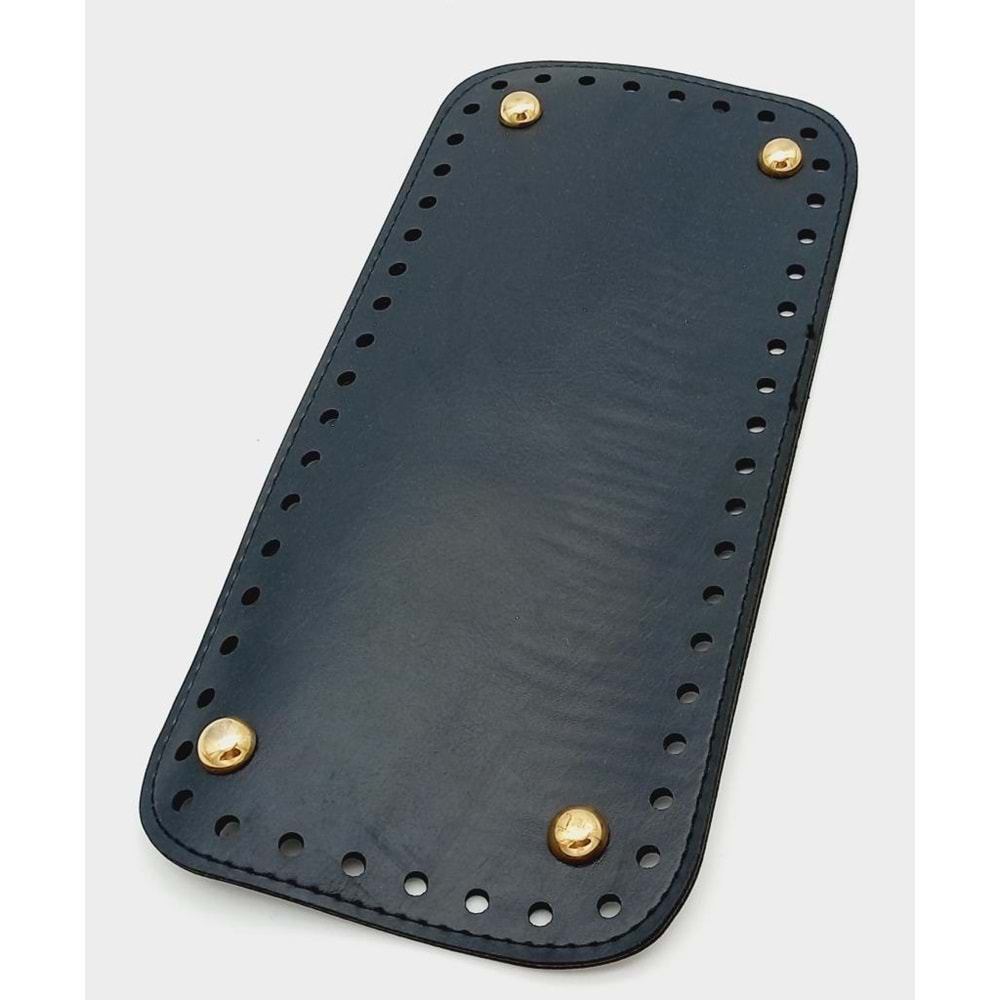 Çanta Aksesuar Suni Deri Lacivert Renk 25X12 cm Dikdörtgen Çanta Tabanı (Light Gold Aparatlı)