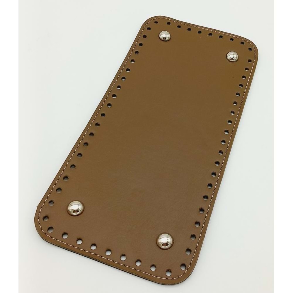 Çanta Aksesuar Suni Deri Vizon Renk 25X12 cm Dikdörtgen Çanta Tabanı (Gümüş Aparatlı)