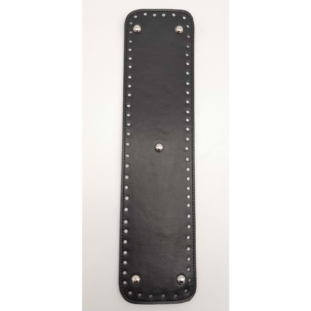 Çanta Aksesuar Suni Deri Siyah Renk 40X10 cm Dikdörtgen Çanta Tabanı Gümüş Aparatlı