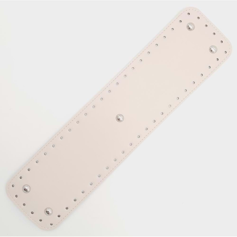 Çanta Aksesuar Suni Deri Krem Renk 40x10 cm Dikdörtgen Çanta Tabanı Gümüş Aparatlı