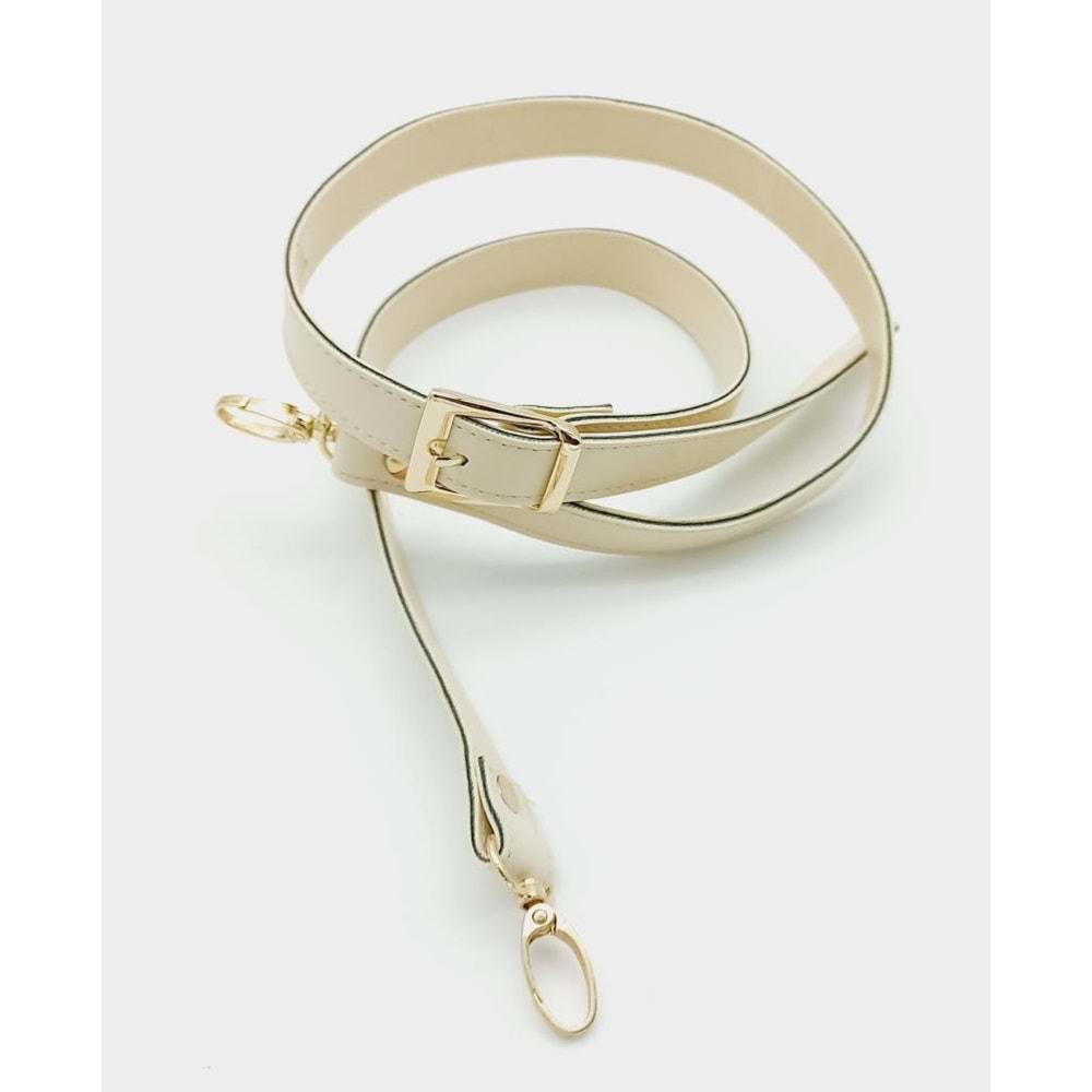 Çanta Aksesuar 120X2 Cm Suni Deri Light Gold Tokalı Krem Renk Çanta Sapı