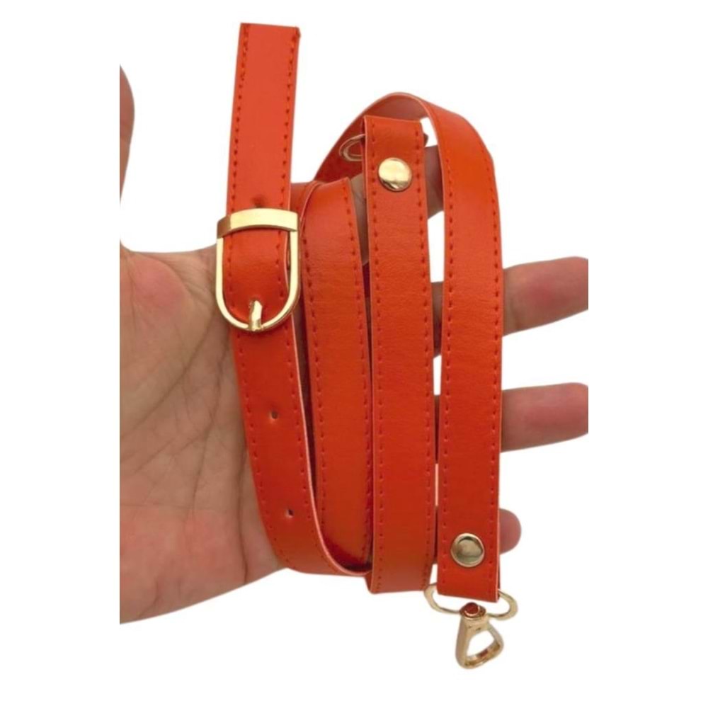 Çanta Aksesuar 120x1.5 cm Tokalı Çanta Sapı Slim Model Renk Seçenekli Light Gold Metalli