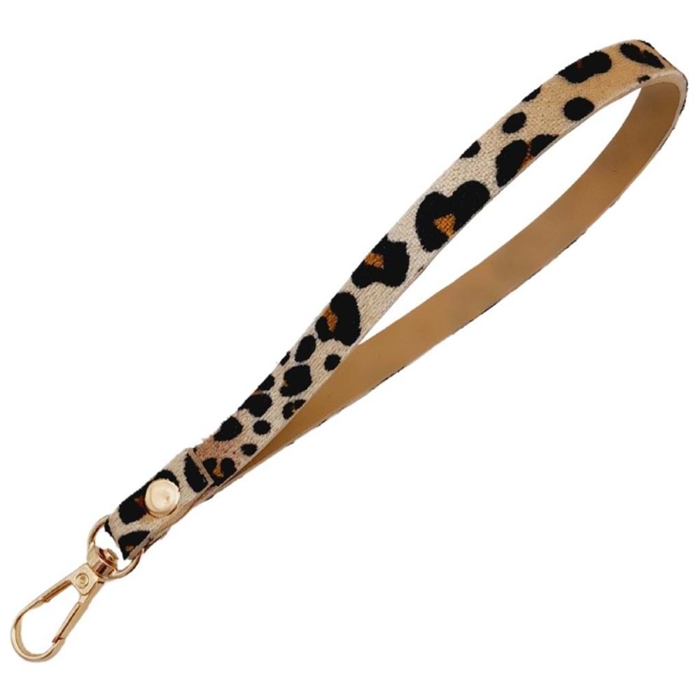 Çanta Aksesuar Suni Deri Elcik Leopar Desen Light Gold Metal