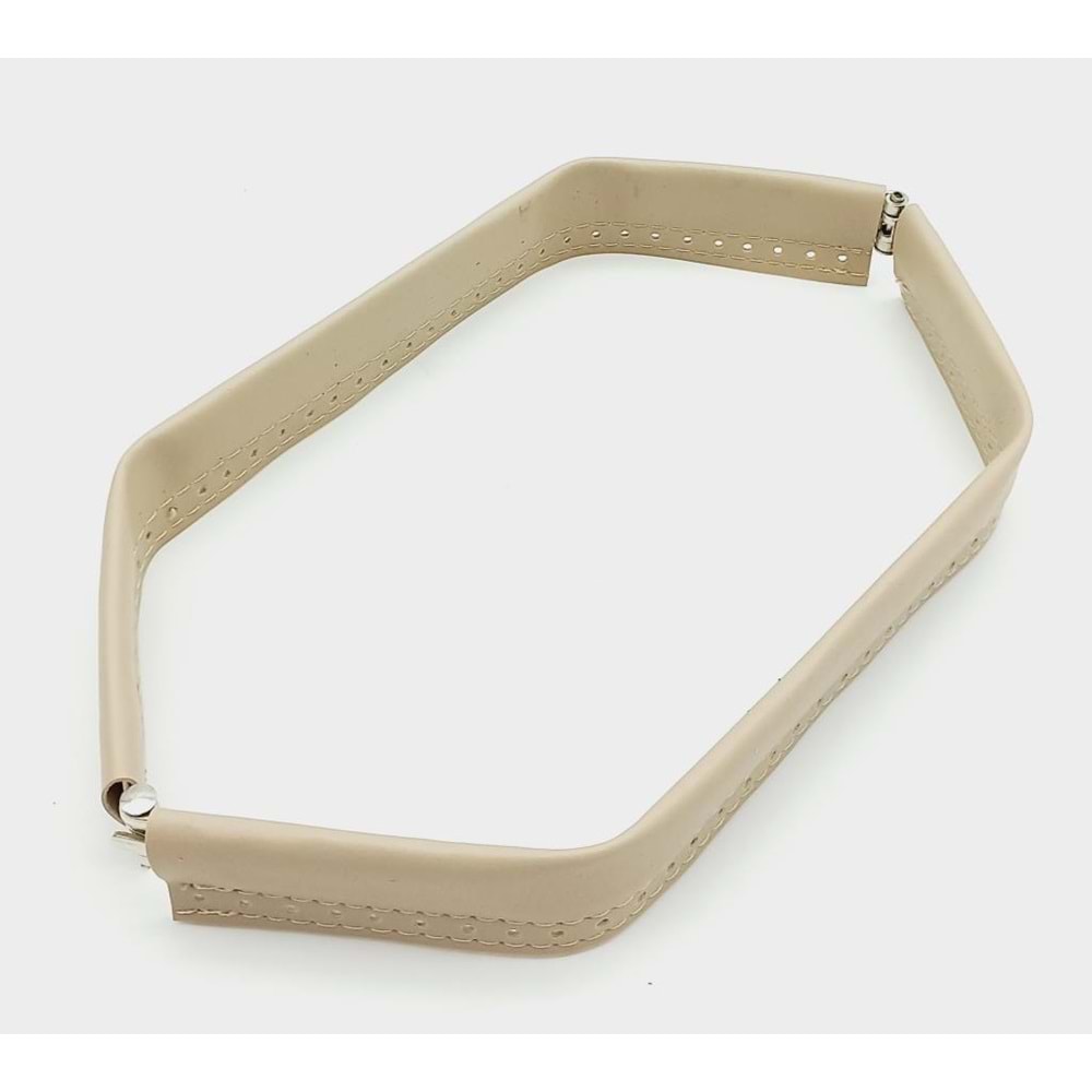 Çanta Aksesuar Bej Renk Derili Metal Çanta Ağzı 30 Cm(Gizli Burs)