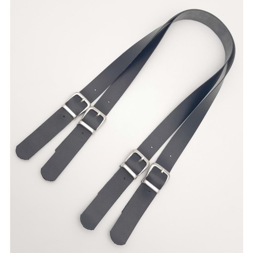 Çanta Aksesuar Tokalı Model Suni Deri Siyah Renk Çift Çanta Sapı Gümüş Metal