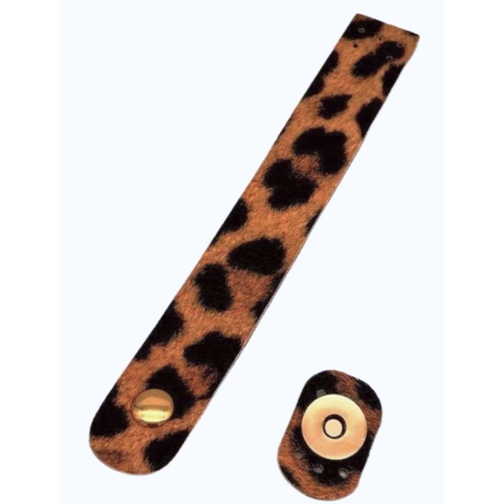 Çanta Aksesuar Leopar Deri 18x2.3 cm Çanta Kapağı Light Gold Metalli