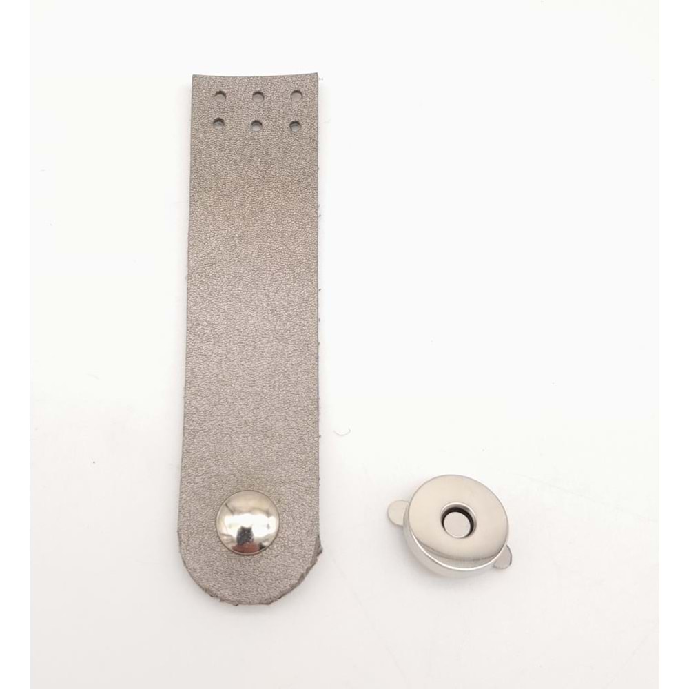 Çanta Aksesuar Parlak Gri Renk Tek Kat Suni Deri Kapak 10.5x2.5 cm Gümüş Metal