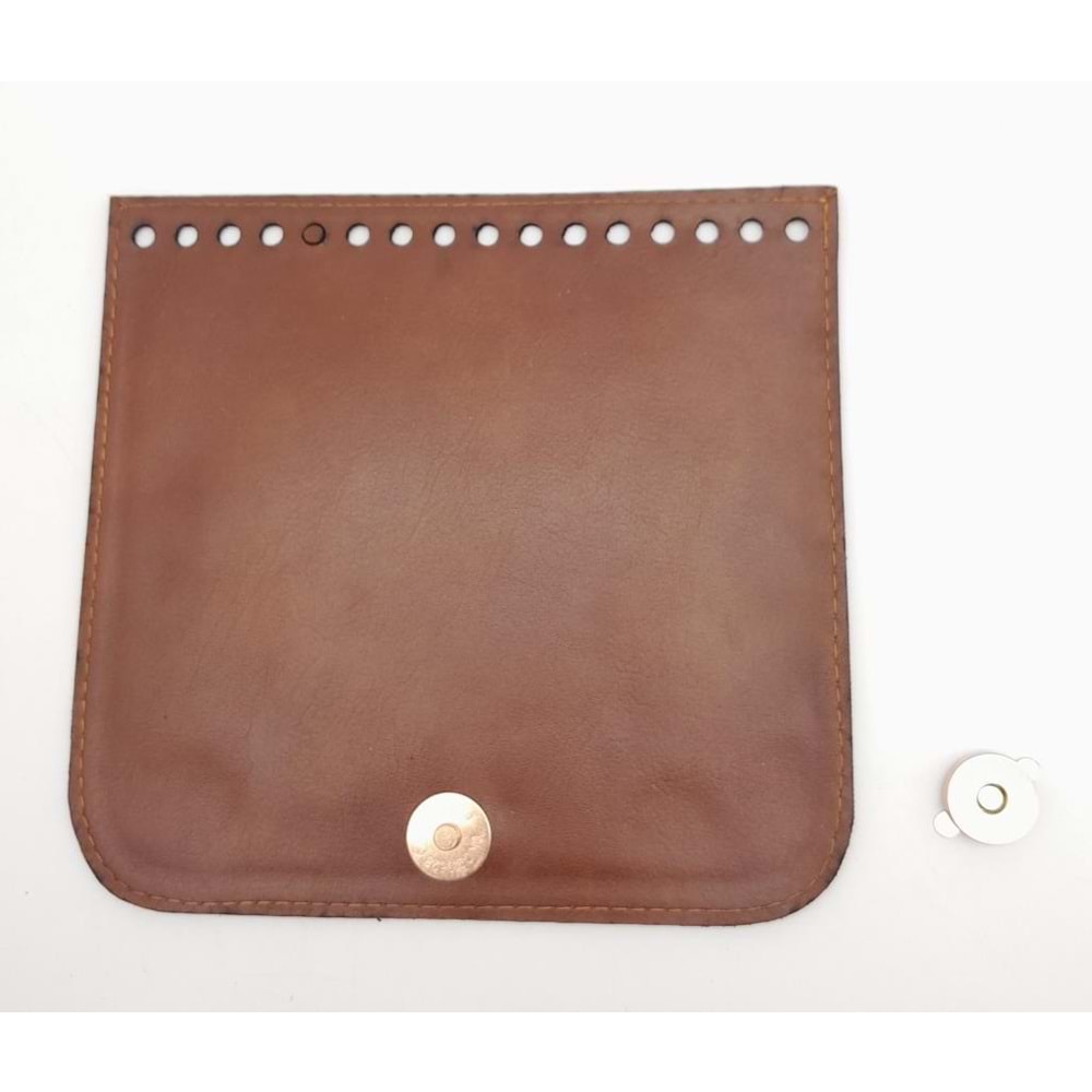 Çanta Aksesuar Taba Renk Suni Deri 16.5X16 Cm Çanta Kapağı Light Gold Metalli