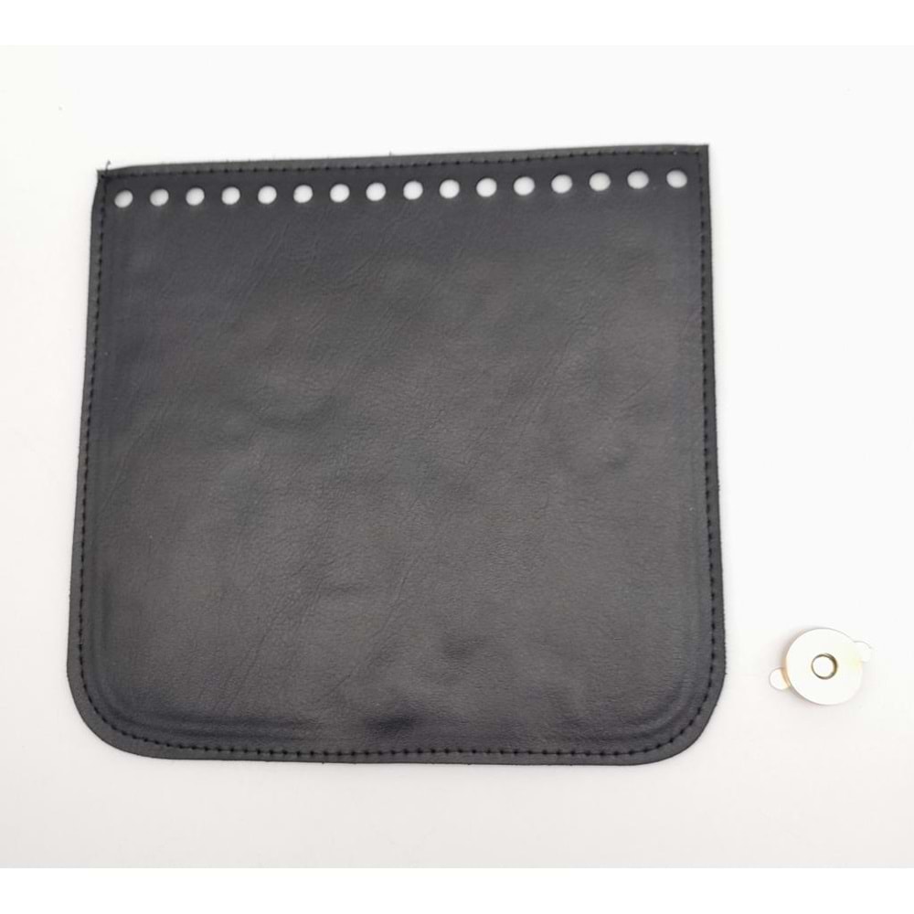Çanta Aksesuar Siyah Renk Suni Deri 16.5X16 Cm Çanta Kapağı Light Gold Metalli