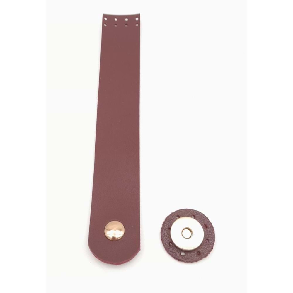 Çanta Aksesuar Bordo Renk 18x3 Cm Tek Kat Suni Deri Kapak Light Gold Metal