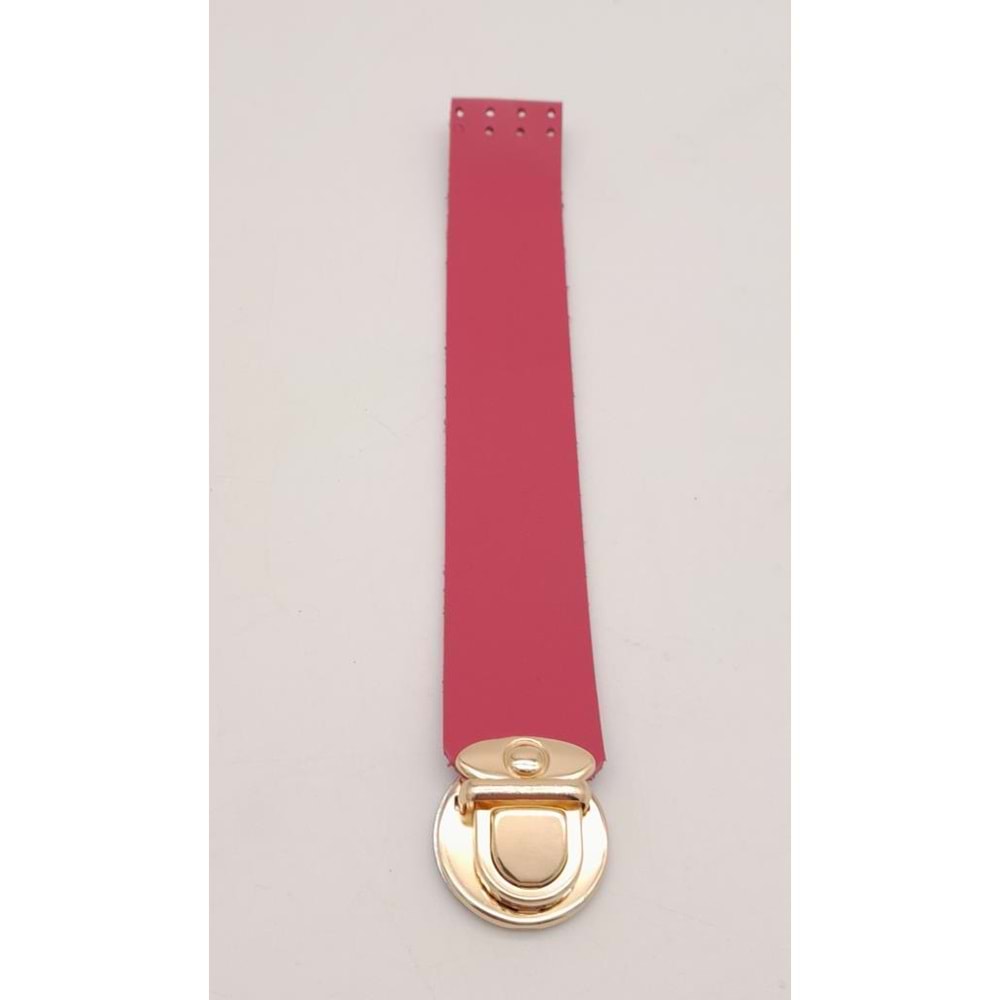 Çanta Aksesuar Fuşya 20x3 Cm Tek Kat Suni Deri Kapak Light Gold Metal
