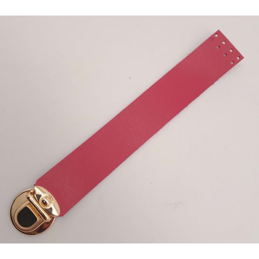 Çanta Aksesuar Fuşya 20x3 Cm Tek Kat Suni Deri Kapak Light Gold Metal