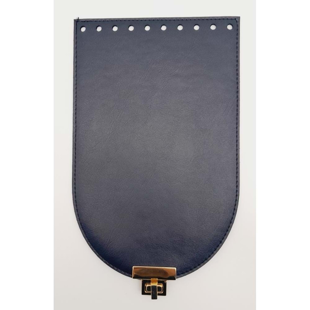 Çanta Aksesuar 15x24 cm Suni Deri Lacivert Renk Kapak Light Gold Metalli