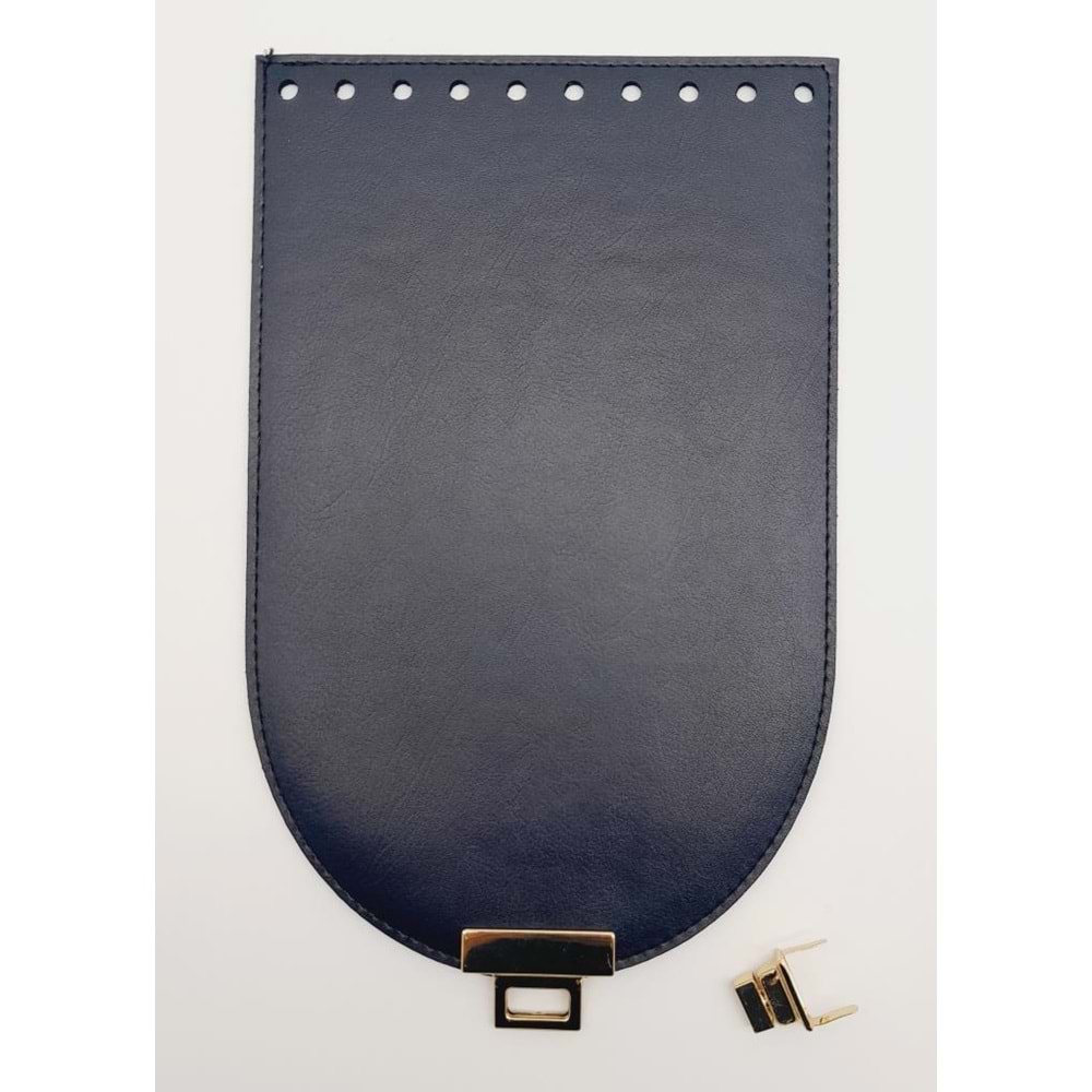 Çanta Aksesuar 15x24 cm Suni Deri Lacivert Renk Kapak Light Gold Metalli