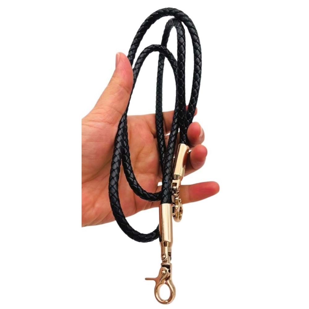 Çanta Aksesuar Siyah Renk 120 cm Tek Örme Çanta Sapı Light Gold Metal