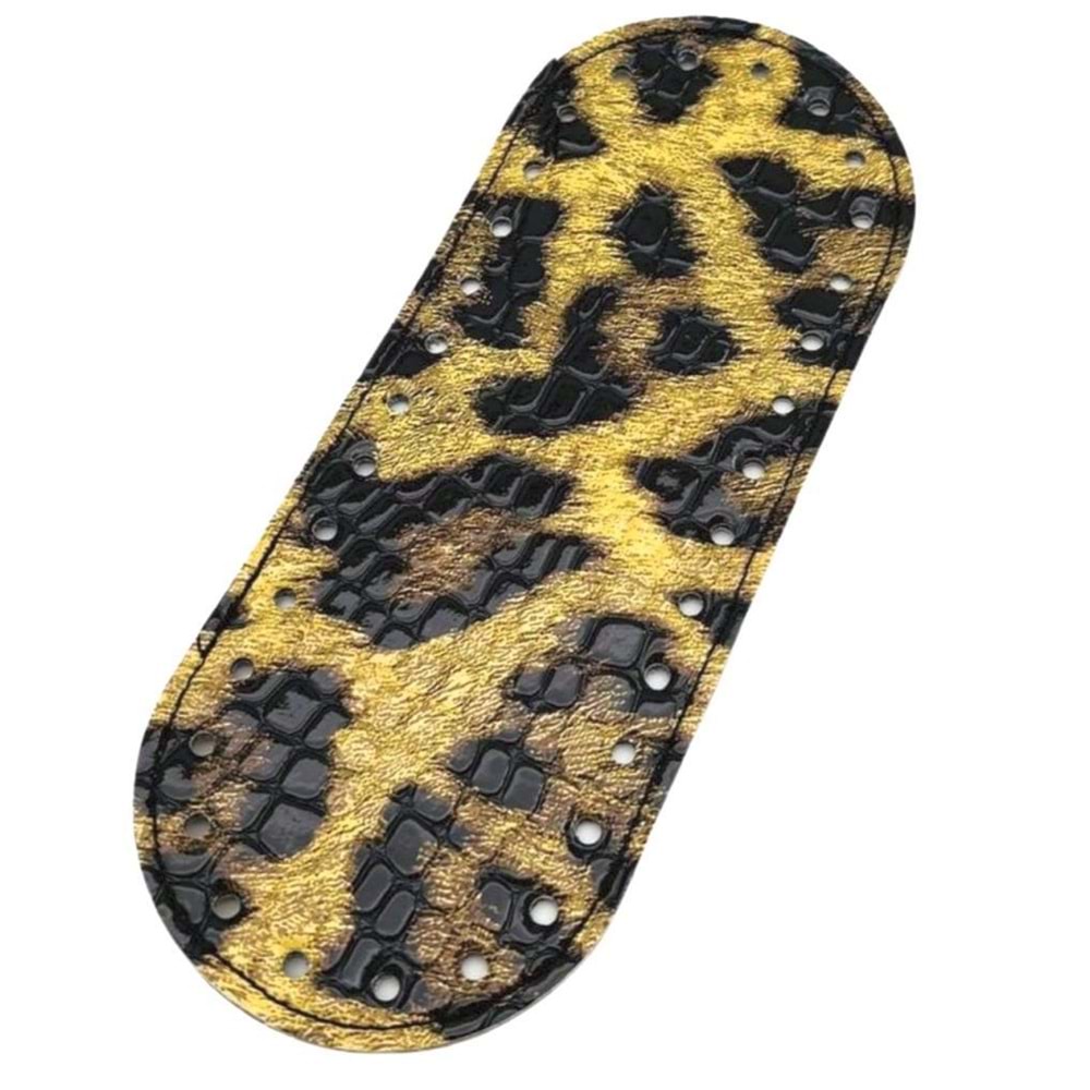 Çanta Aksesuar Suni Deri Parlak Leopar 20x8 cm Oval Çanta Tabanı