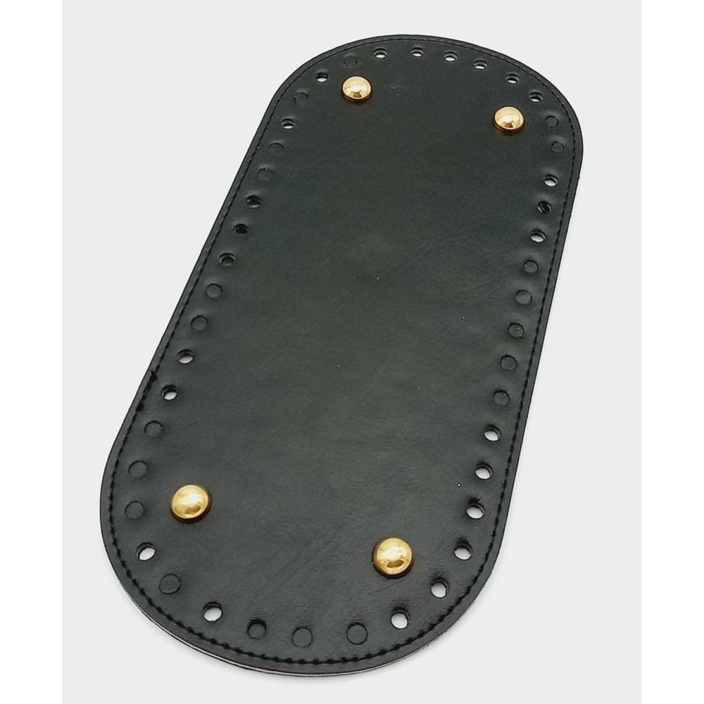 Çanta Aksesuar Suni Deri Siyah Renk 25X12 cm Oval Çanta Tabanı (Light Gold Aparatlı)