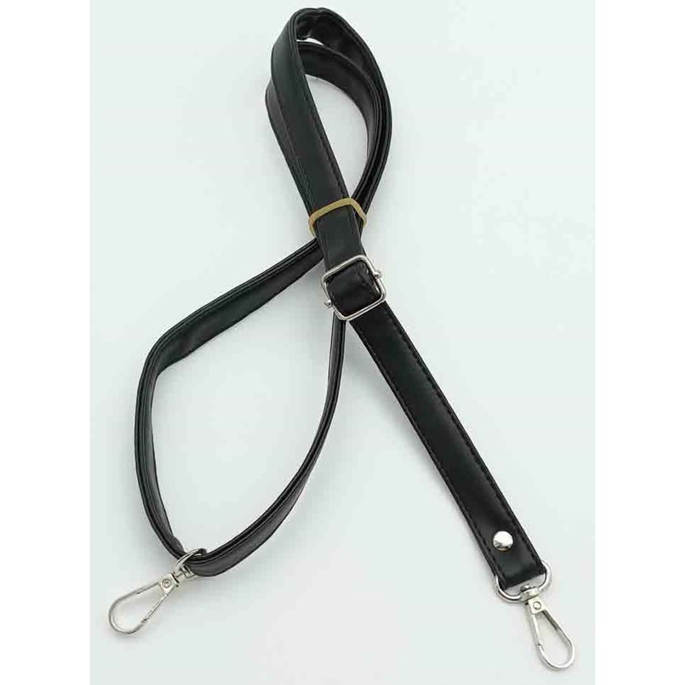 Çanta Aksesuar Siyah 125X2 Cm Çanta Sapı Sürgütlü Gümüş Metal