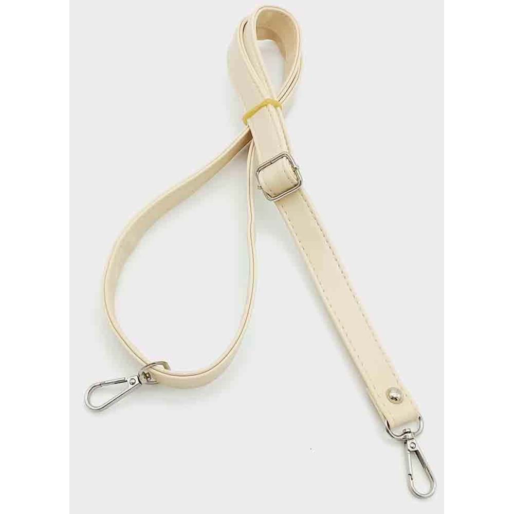 Çanta Aksesuar Krem 125X2 Cm Çanta Sapı Sürgütlü Gümüş Metal