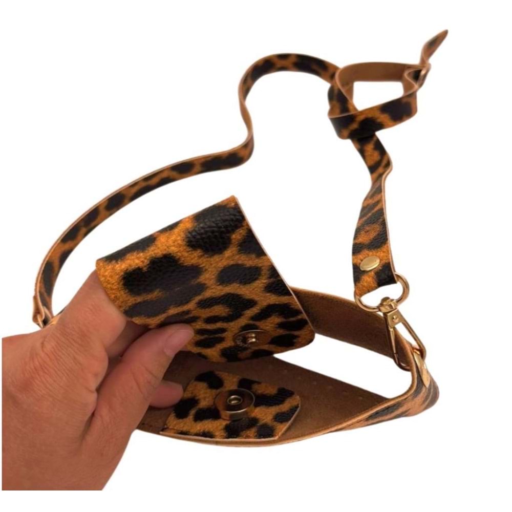 Çanta Aksesuar Kapsül Model Leopar Renk Çanta Yapım Seti Light Gold Metalli