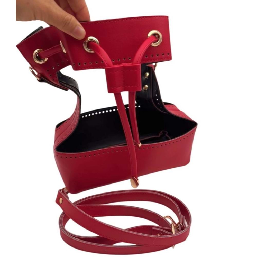 Çanta Aksesuar Torba Model Çanta Yapım Aparatı Kırmızı Renk Light Gold Metalli