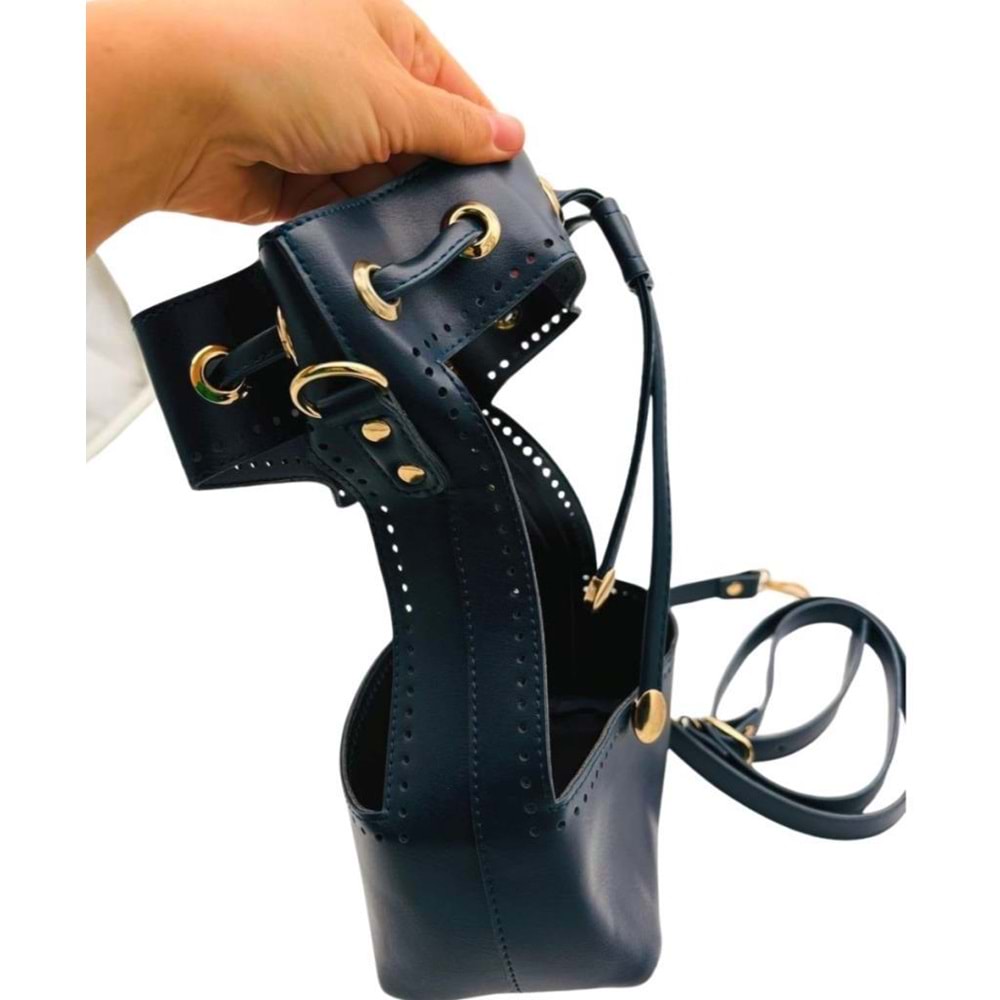 Çanta Aksesuar Torba Model Çanta Yapım Aparatı Lacivert Renk Light Gold Metalli