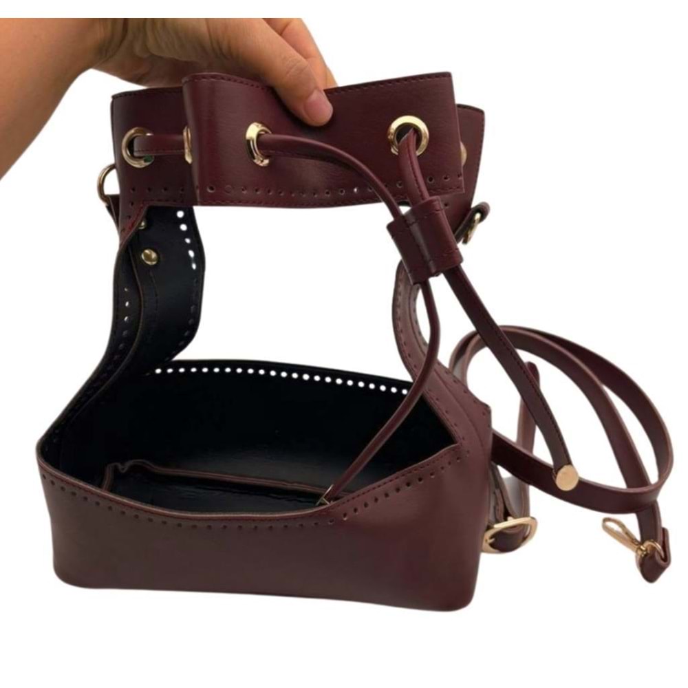 Çanta Aksesuar Torba Model Çanta Yapım Aparatı Bordo Renk Light Gold Metalli