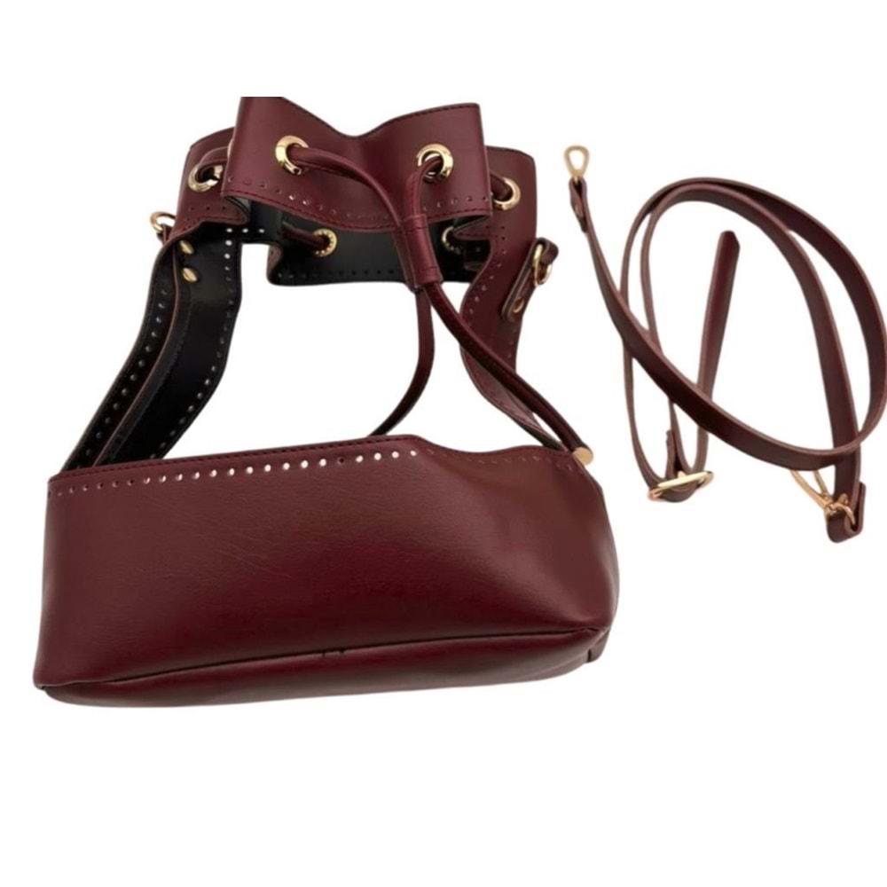 Çanta Aksesuar Torba Model Çanta Yapım Aparatı Bordo Renk Light Gold Metalli