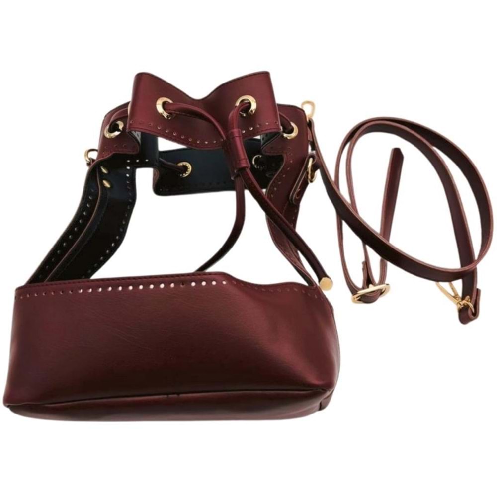 Çanta Aksesuar Torba Model Çanta Yapım Aparatı Bordo Renk Light Gold Metalli