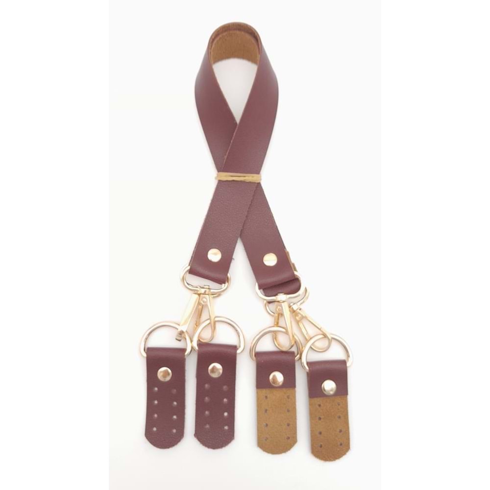 Çanta Aksesuar Suni Deri 55 Cm Misu Model Çift Sap Bordo Renk Light Gold Metal