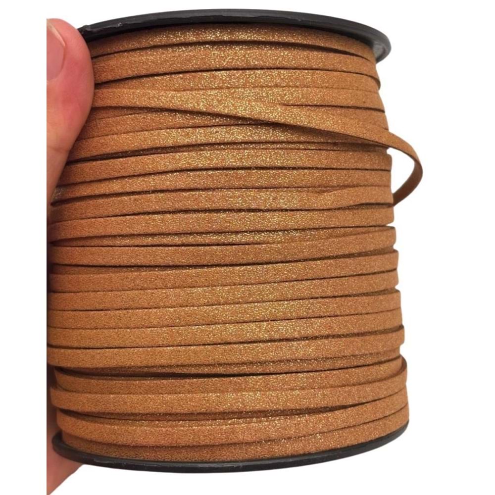 Çanta Aksesuar 4 mm Simli Gold Renk Suni Deri İp 5 Metre