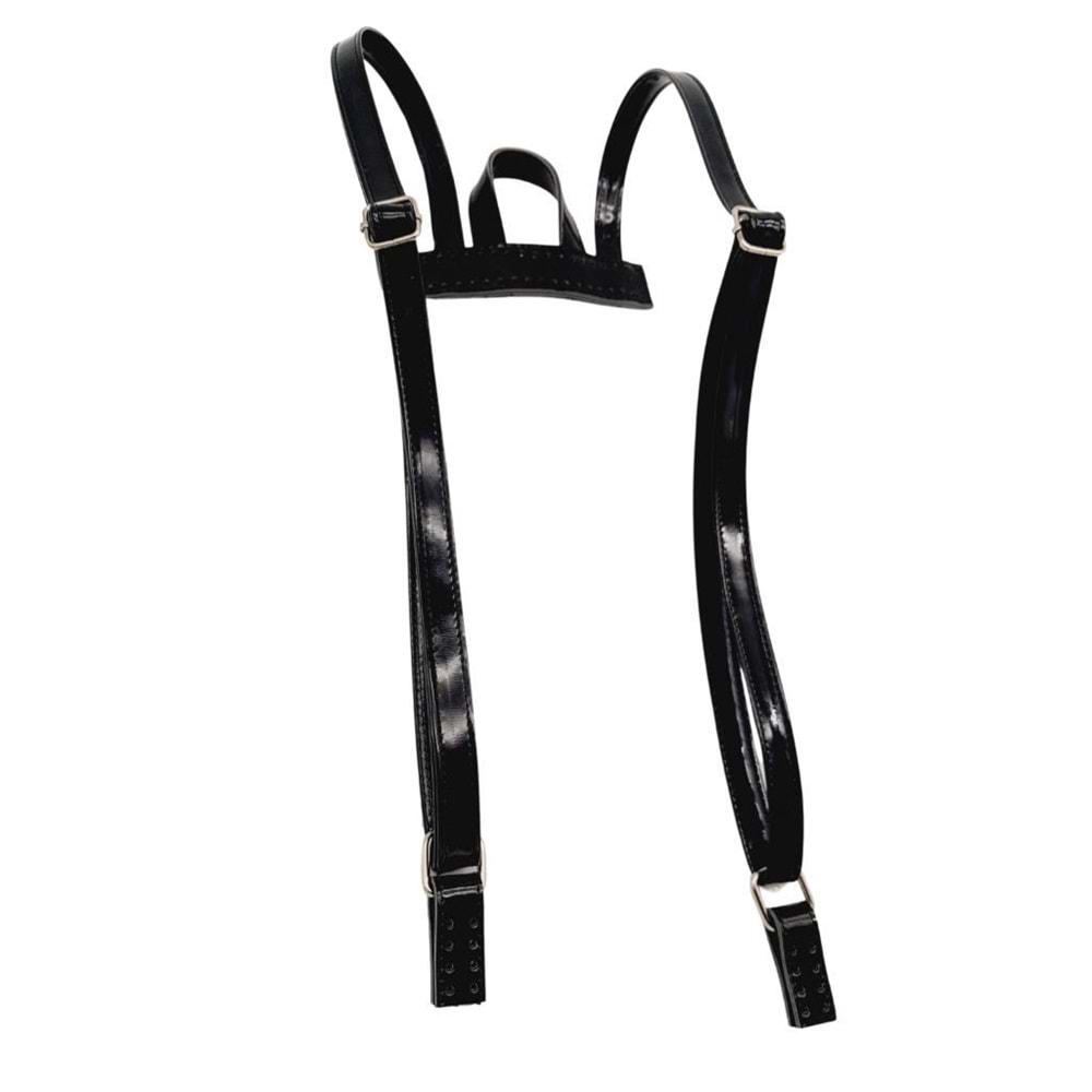 Çanta Aksesuar Rugan Deri Sırt Çantası Sapı Siyah Renk Gümüş Metalli