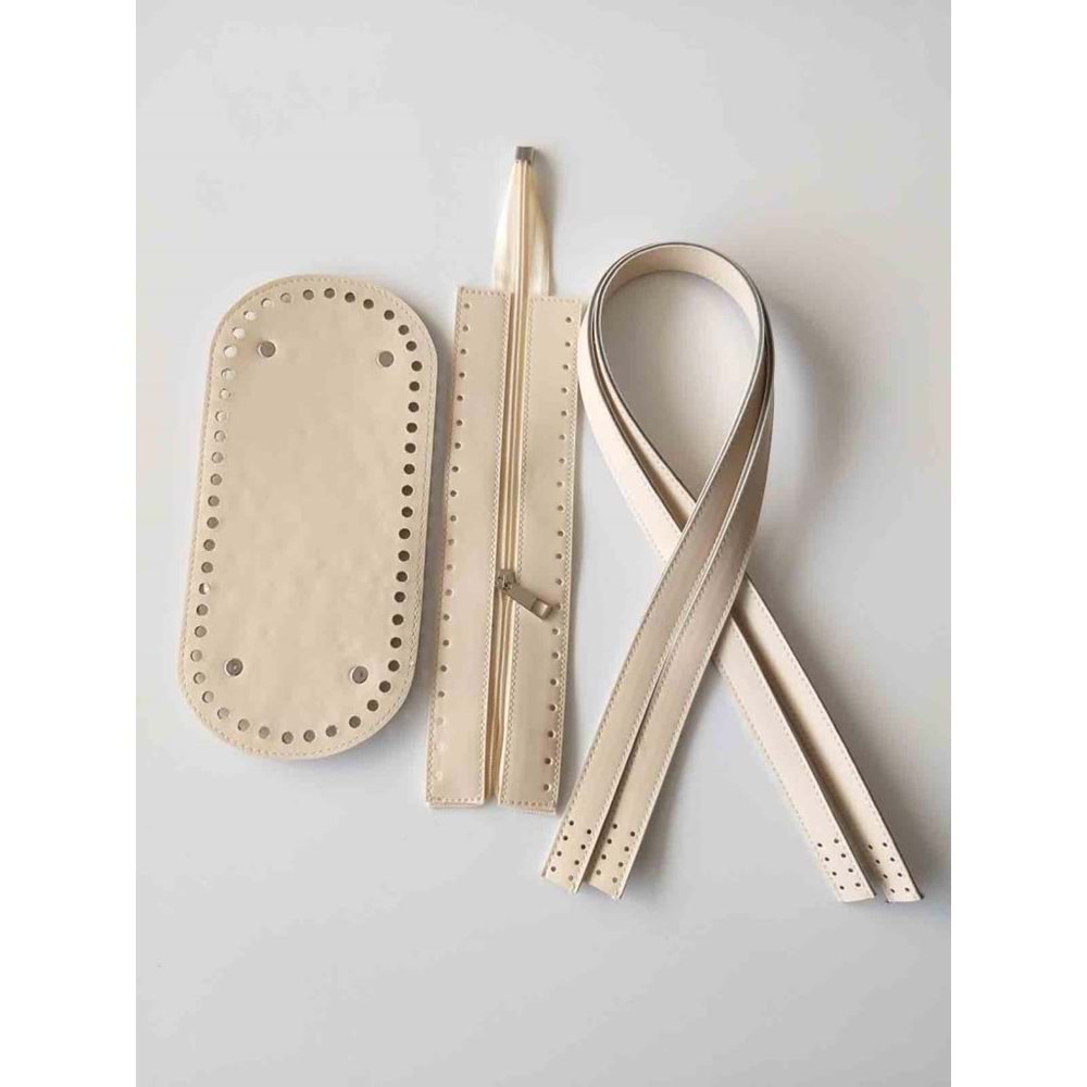 Çanta Aksesuar Sap Taban Fermuar Seti Krem