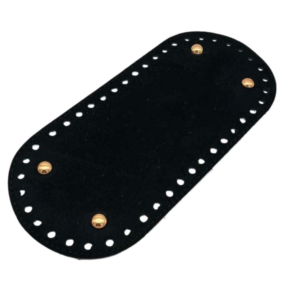 Çanta Aksesuar Nubuk Deri, Siyah Renk Oval Taban 25X12 Cm Light Gold Metalli