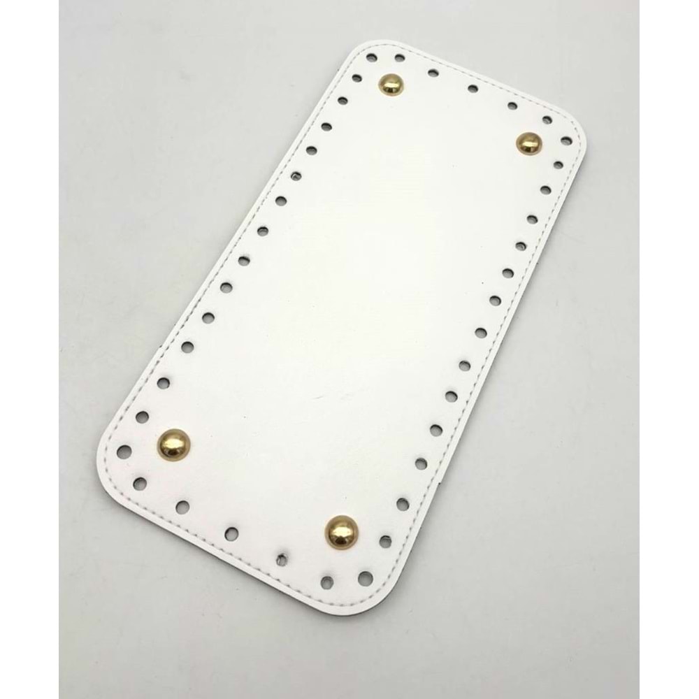Çanta Aksesuar Suni Deri Beyaz Renk DikdörtgenTaban 25X12 Cm Light Gold Metalli
